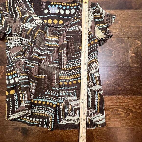 J Jill Womens Brown Silk Polka Dot Popover Blouse Size XSP Petite Short Sleeve - Picture 9 of 12